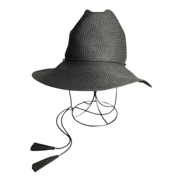 San Diego Hat Co Sun Hat Womens One Size Woven Chin Strap Black Adjustable NWT - Picture 7 of 8